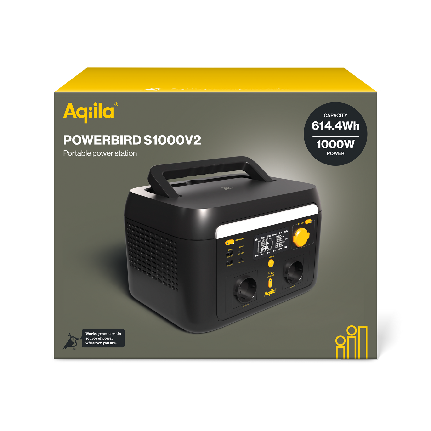 Aqiila Powerbird S1000v2 – portabel powerstation 1000 W
