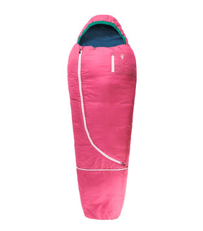 En rosa sovsäck för barn från Gruezi Bag, fylld med ull och som kan växa med ditt barn